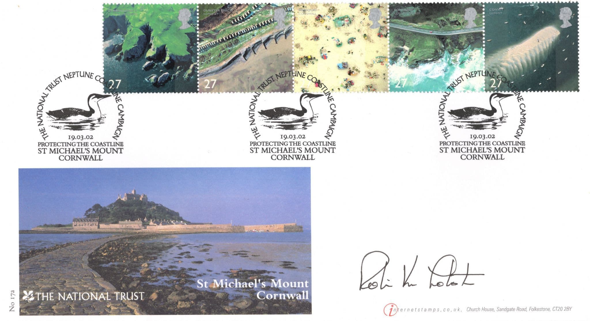 Robin Knox Johnston St Michaels Mount Cornwall Hand Signed FDC