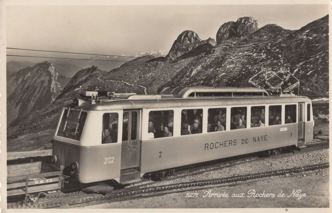 Rochers De Naye Old French Bus Tram Real Photo Postcard