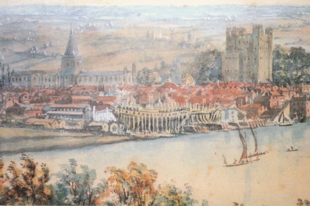 Rochester From Frindsbury Victorian View 1812 Painting Postcard