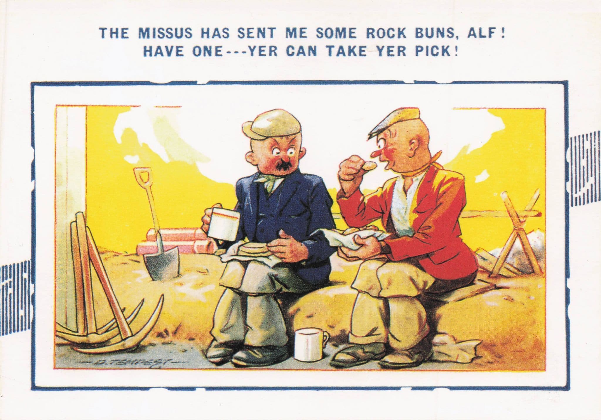 Rock Bakery Bun Cakes Worker Factory Site Packed Lunch Comic Postcard