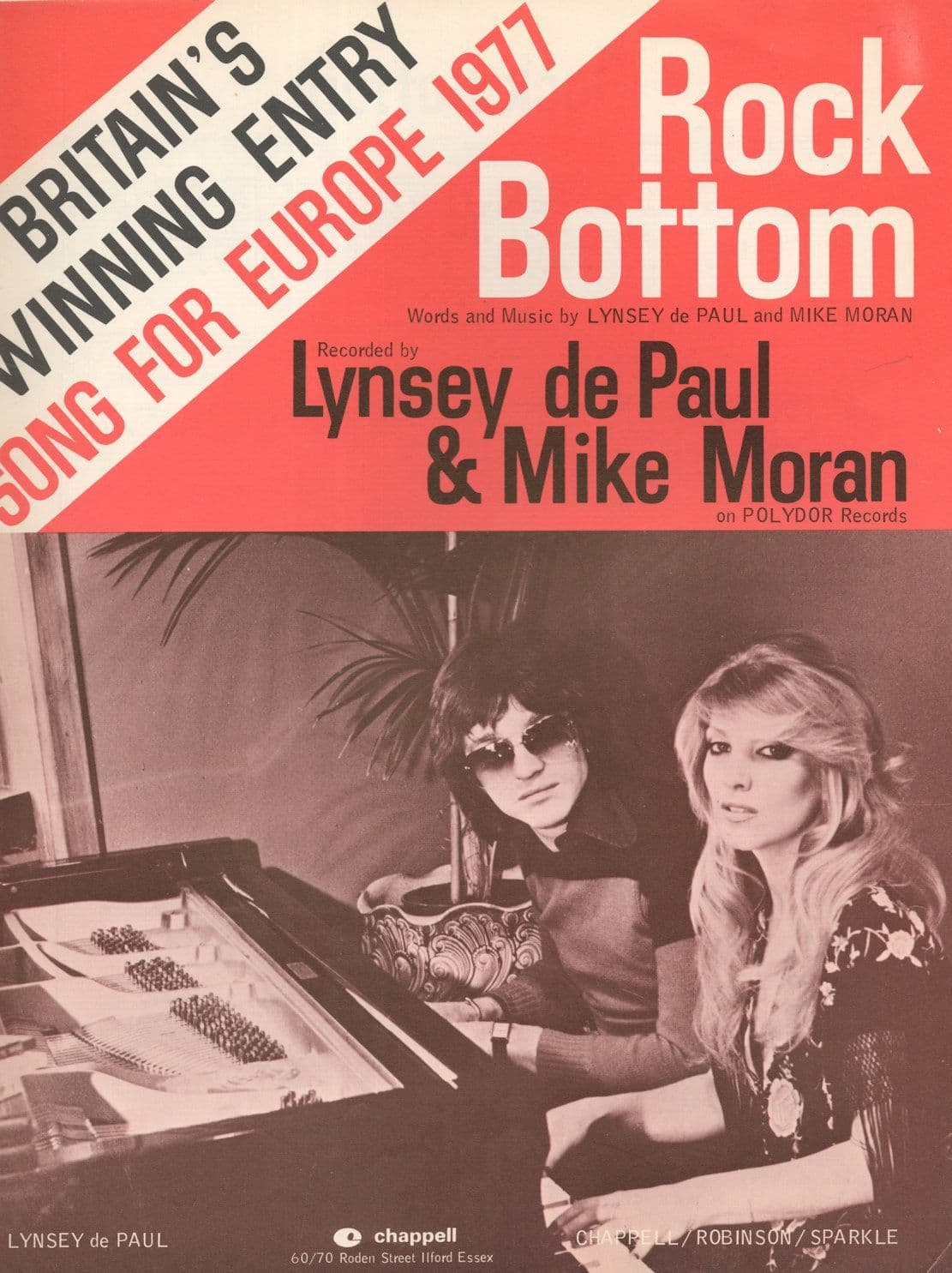 Rock Bottom Lynsey de Paul & Mike Moran Eurovision Sheet Music