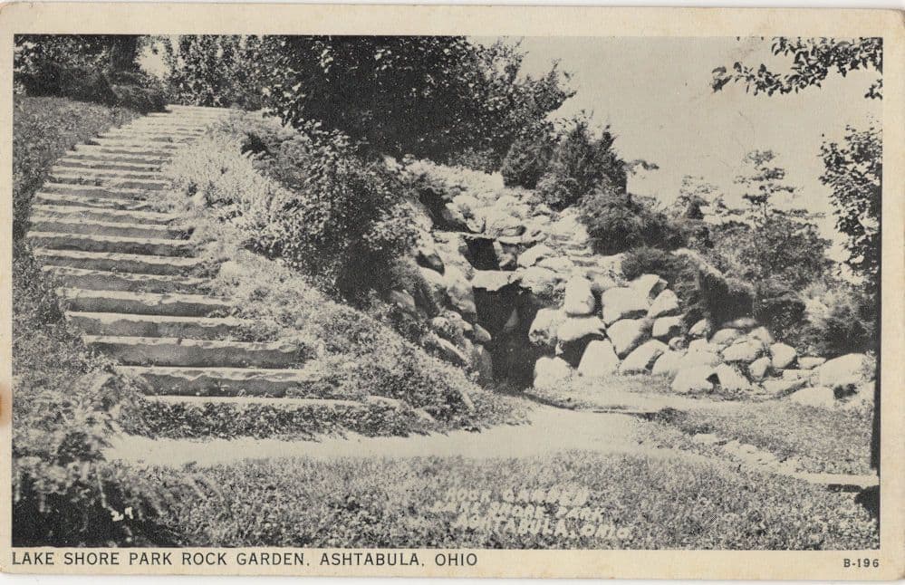 Rock Garden Lake Shore Park Ashtabula Ohio USA Old Postcard