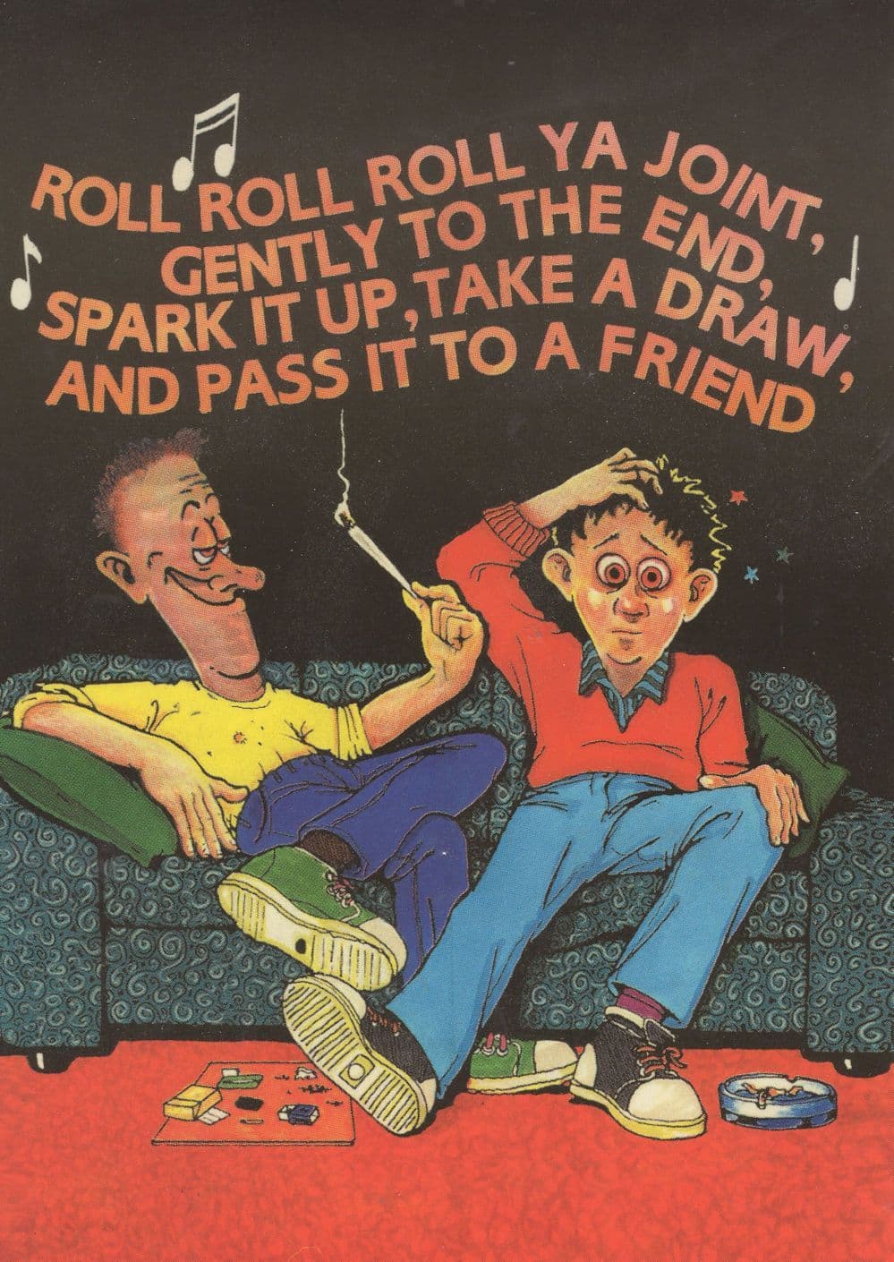 Rock & Roll Ya Joint Board Game Smoking Drugs Comic Postcard