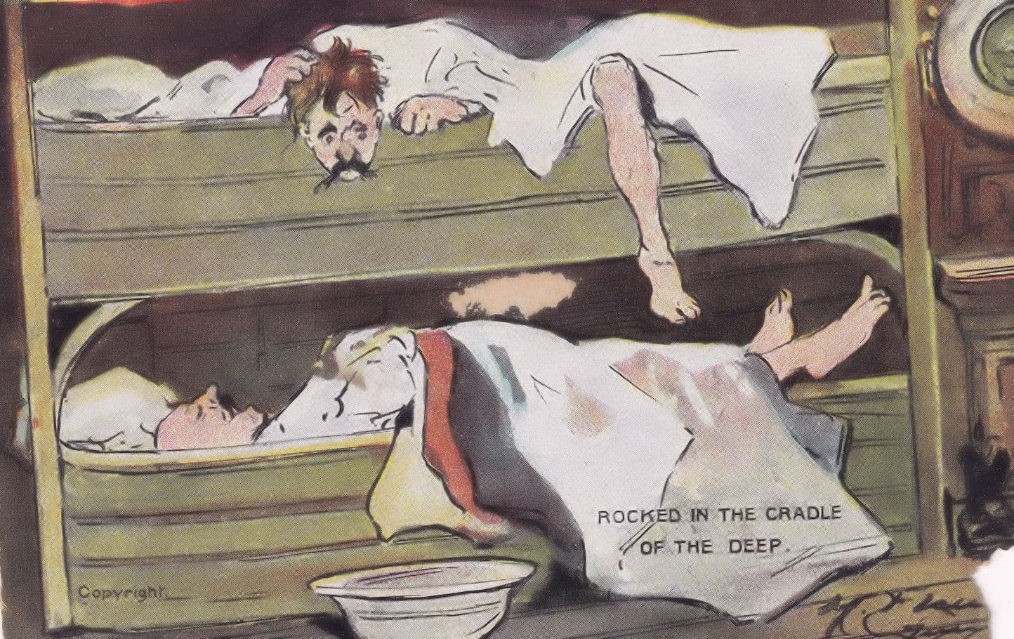 Rocked By The Cradle Of The Deep Ship Comic Postcard