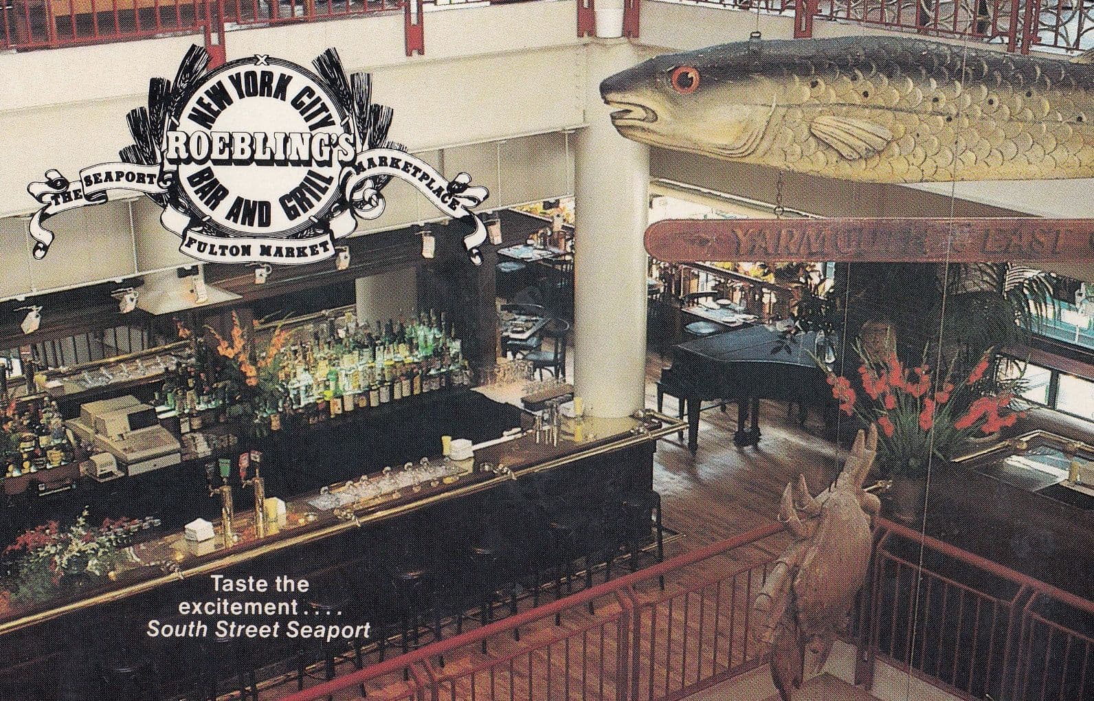Roeblings New York Bar Diner Oysters Fulton Market 1960s USA Postcard