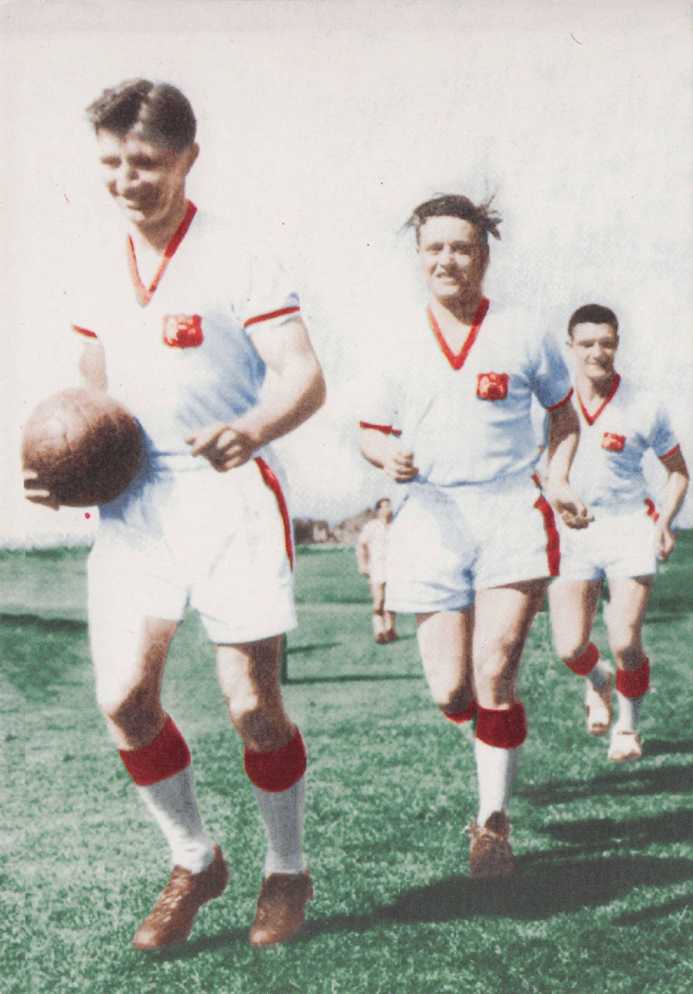Roger Byrne Manchester United Eddie Colman Bill Foulkes Football Postcard