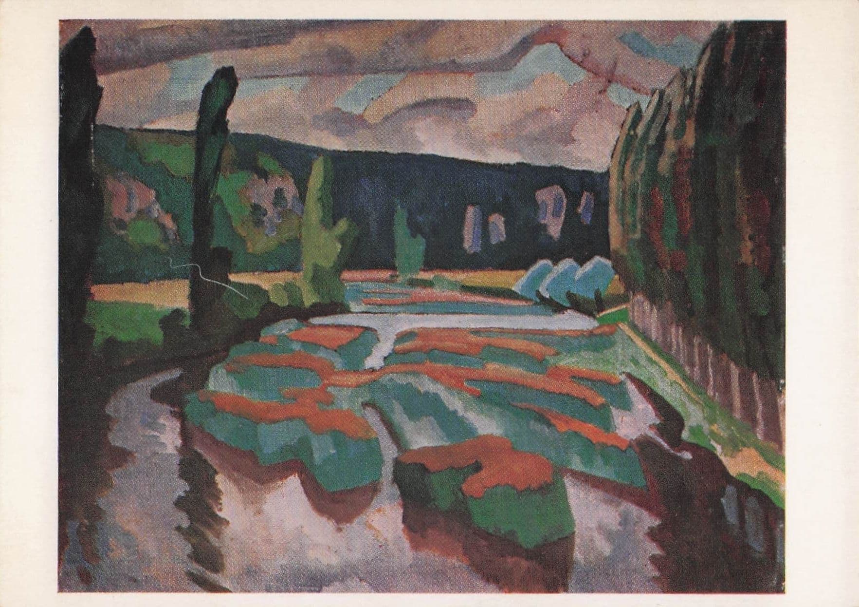 Roger Fry River With Poplars Tate Gallery Painting Postcard