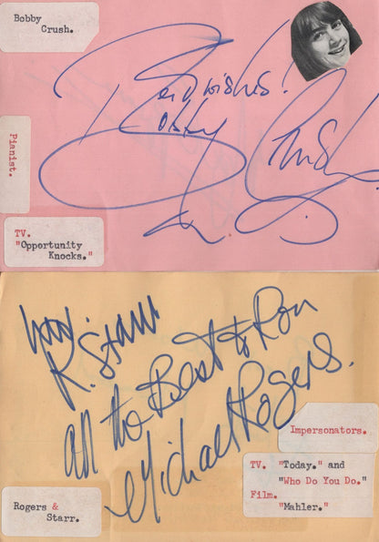 Rogers & Starr Bobby Crush 4x Hand Signed Old Autograph s