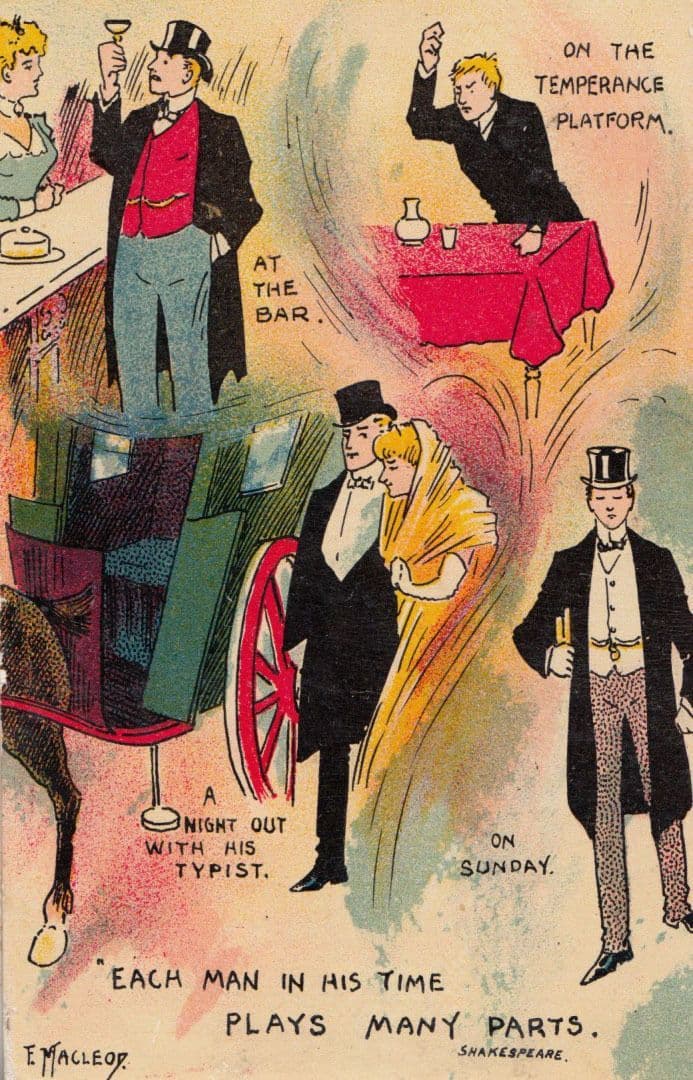 Role Of A Man Battle Of The Sexes Type Secretary Date Antique Comic Postcard