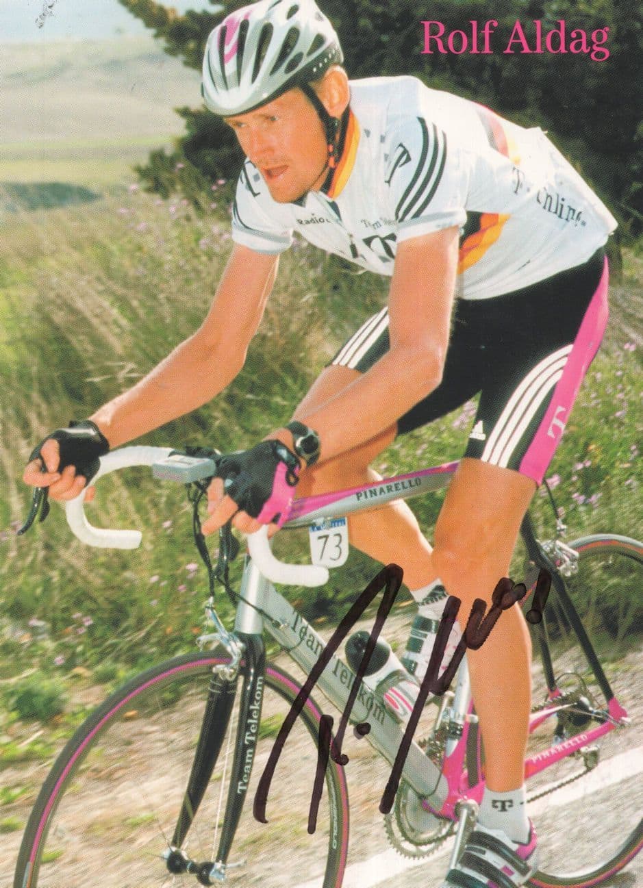 Rolf Aldag German Cycling Road Race Hand Signed 2001 Tour Photo