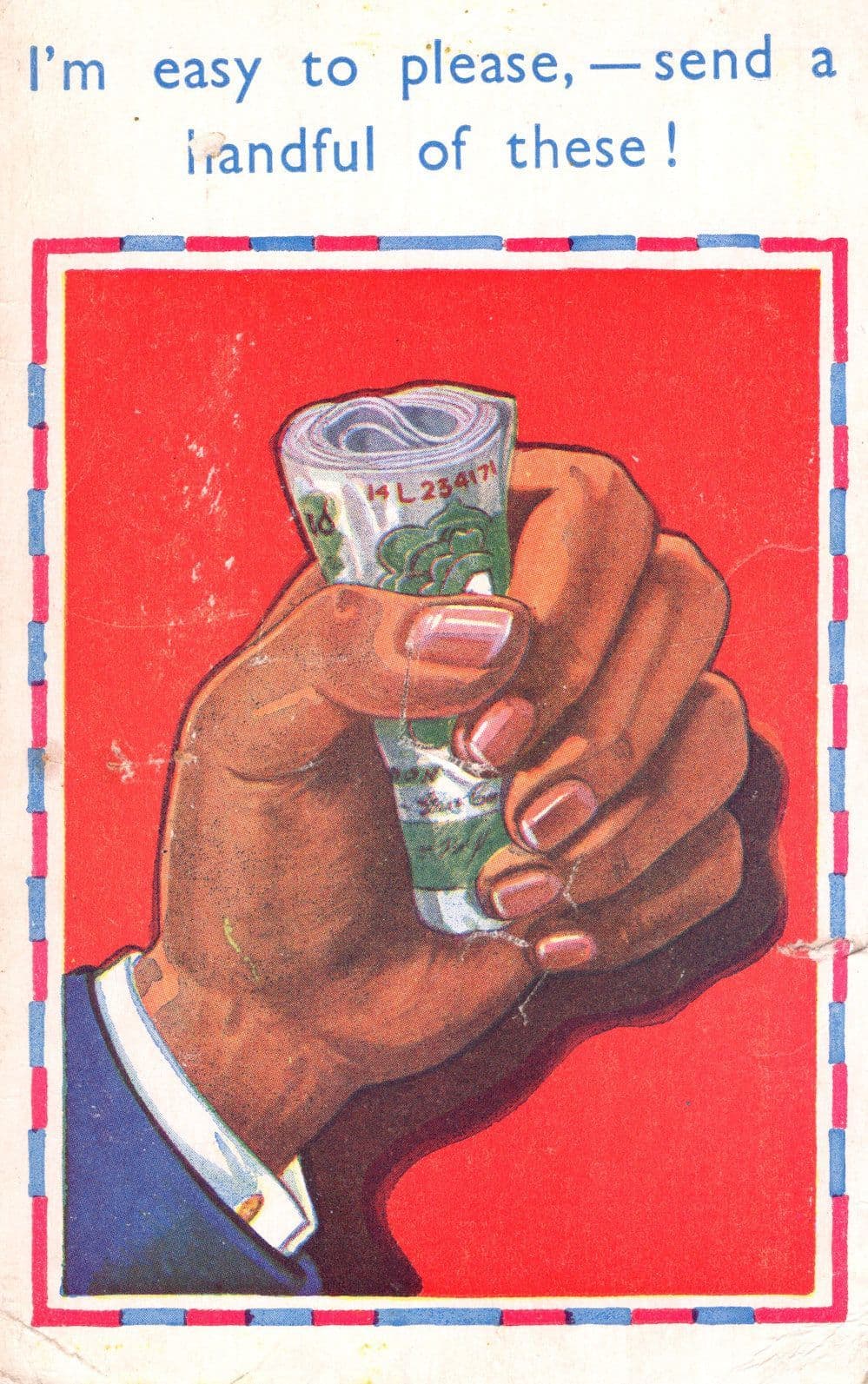 Roll Of Bank Notes Money Old Comic Humour Postcard