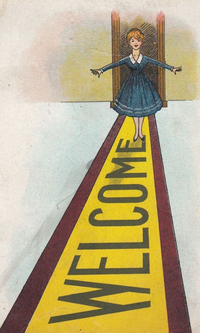Roll Out The Red Carpet Giant Reception Rug Old Comic Humour Postcard