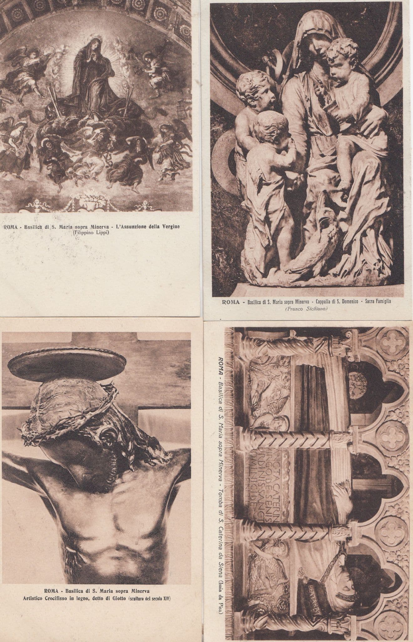 Roma Basilica Di Saint Maria Sopra Minerva Mural 4x Italian Religious Postcard s