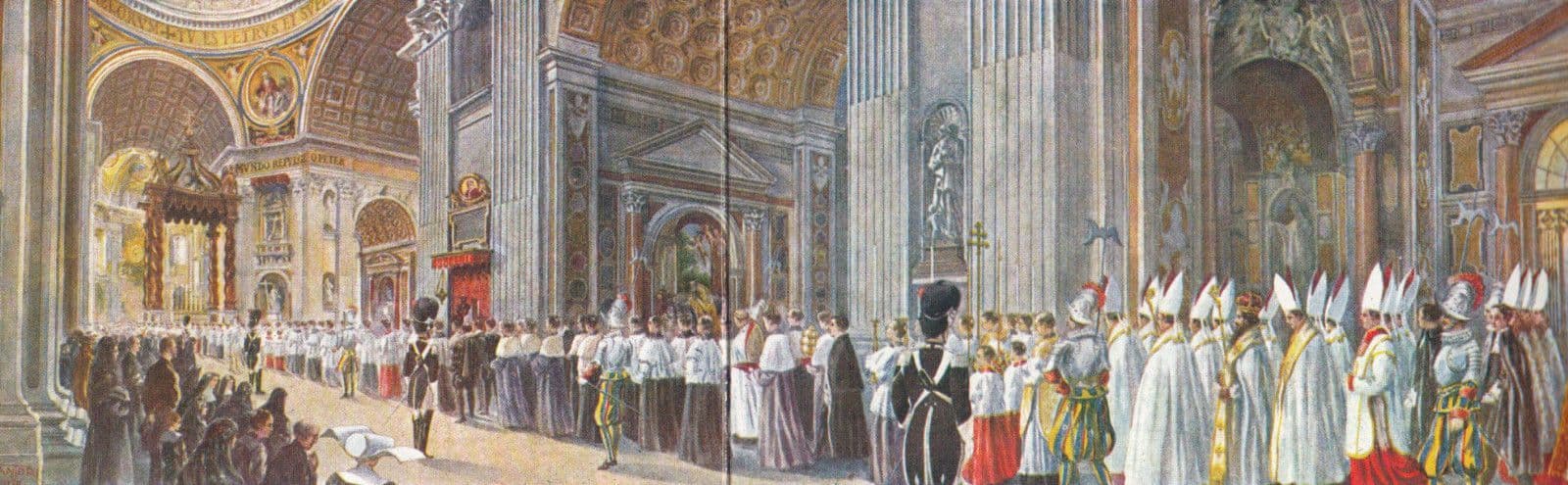 Roma San Pietro Basilica L'Imponente Corteo Papale Pope Antique Folding Postcard