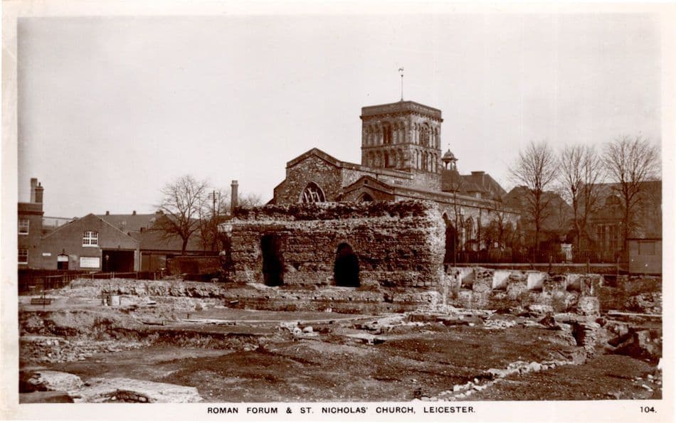 Roman Forum at St Nicholas Church Leicester Real Photo Old Postcard