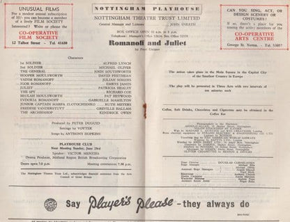 Romanoff & Juliet Emrys James Peter Ustinov Nottingham 1957 Theatre Programme