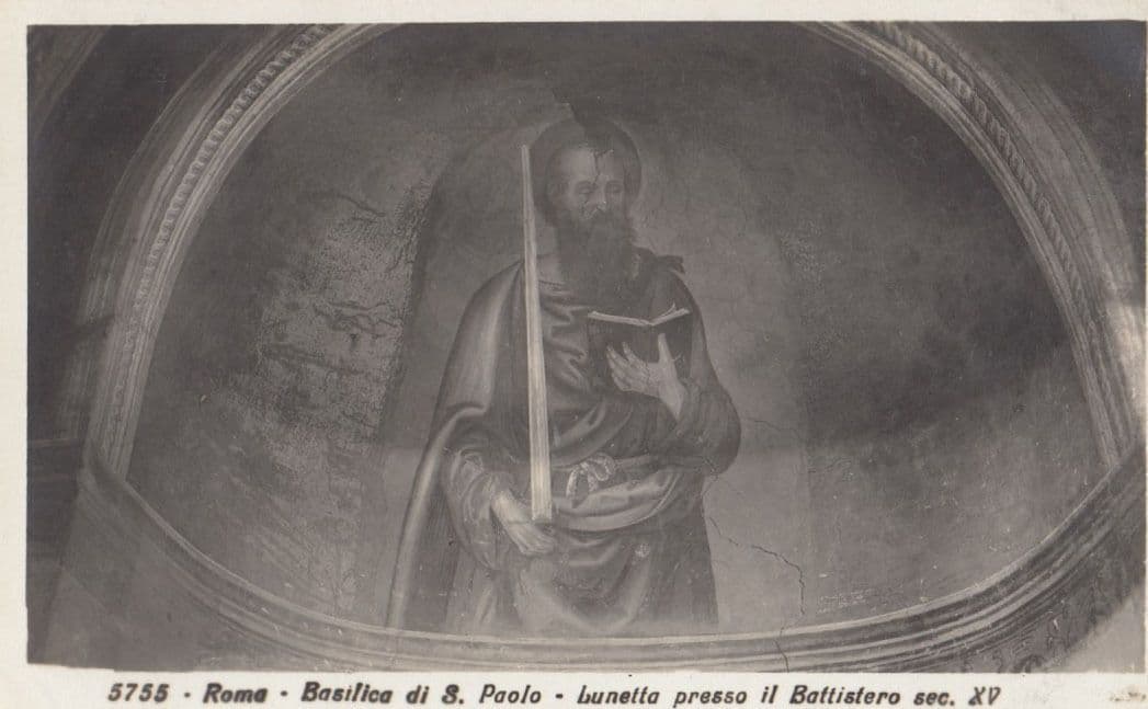 Rome Basilica Di Santa Paolo Lunetta Presso Il Battistero Italy Antique Postcard