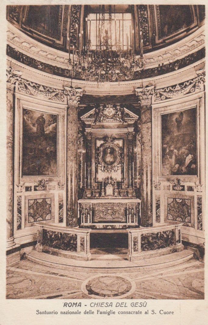 Rome Roma Chiesa Del Gesu Saint Cuore Antique Italian Italy Painting Postcard