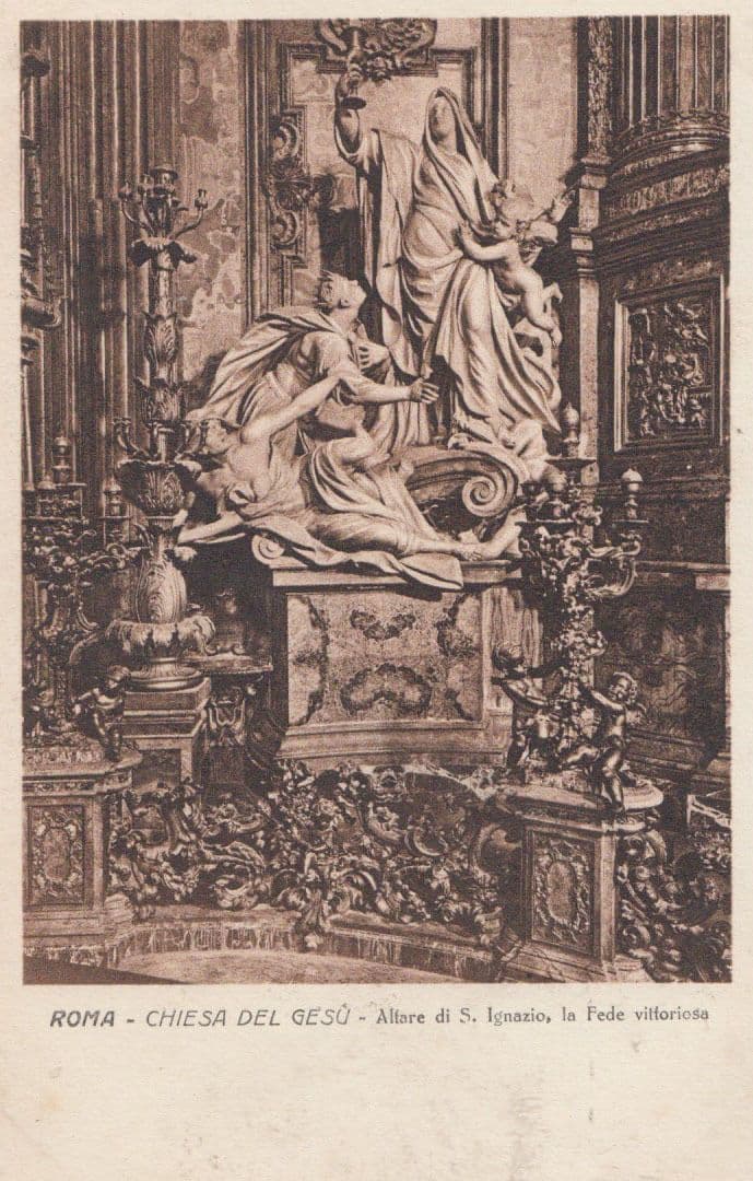 Rome Roma Chiesa Del Gesu Saint Ignazio Antique Italian Italy Painting Postcard