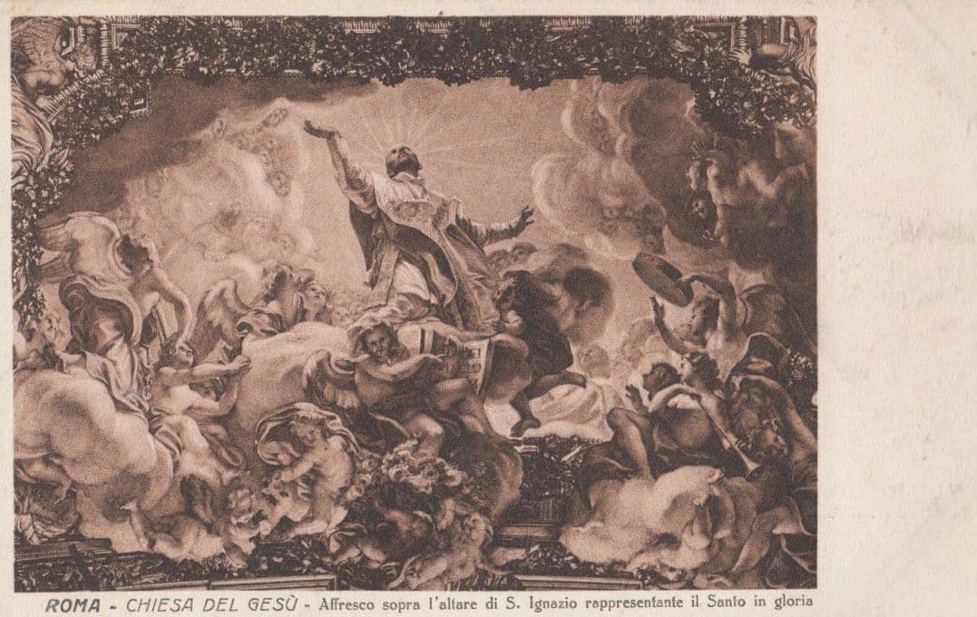 Rome Roma Chiesa Del Gesu Saint Ignazio Italian Italy Painting Mural Postcard