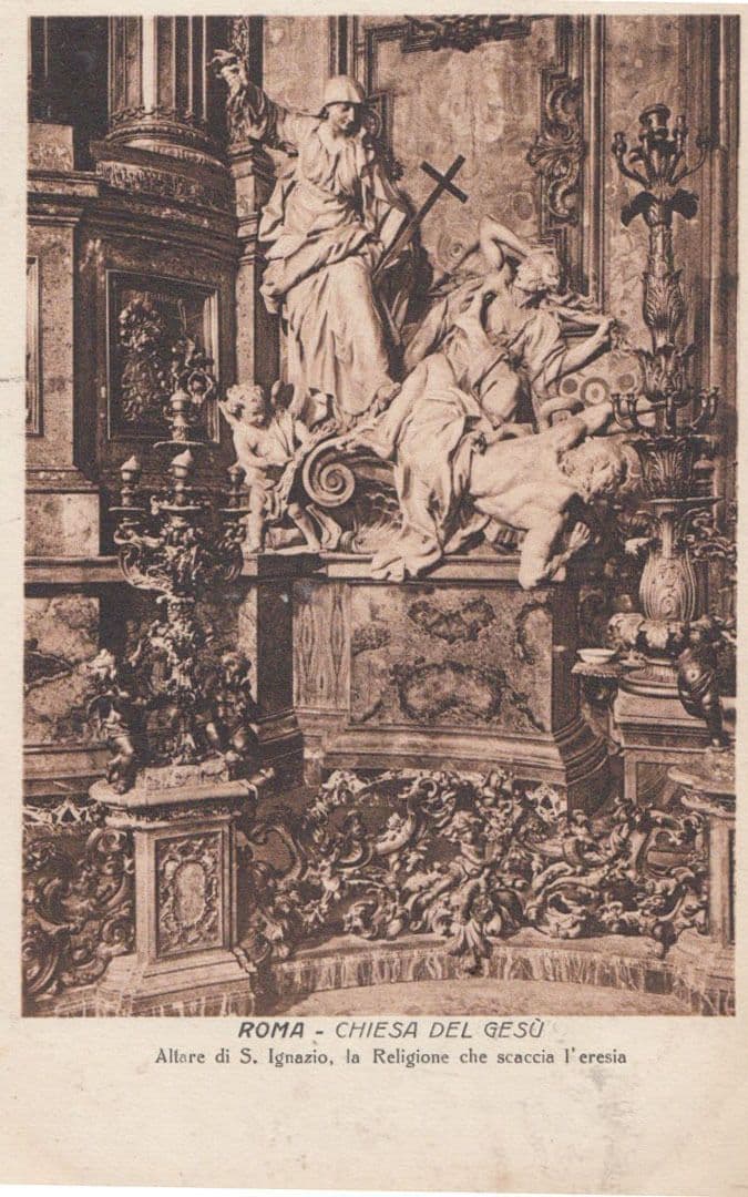 Rome Roma Chiesa Del Gesu Saint Ignazio Old Italian Italy Painting Postcard