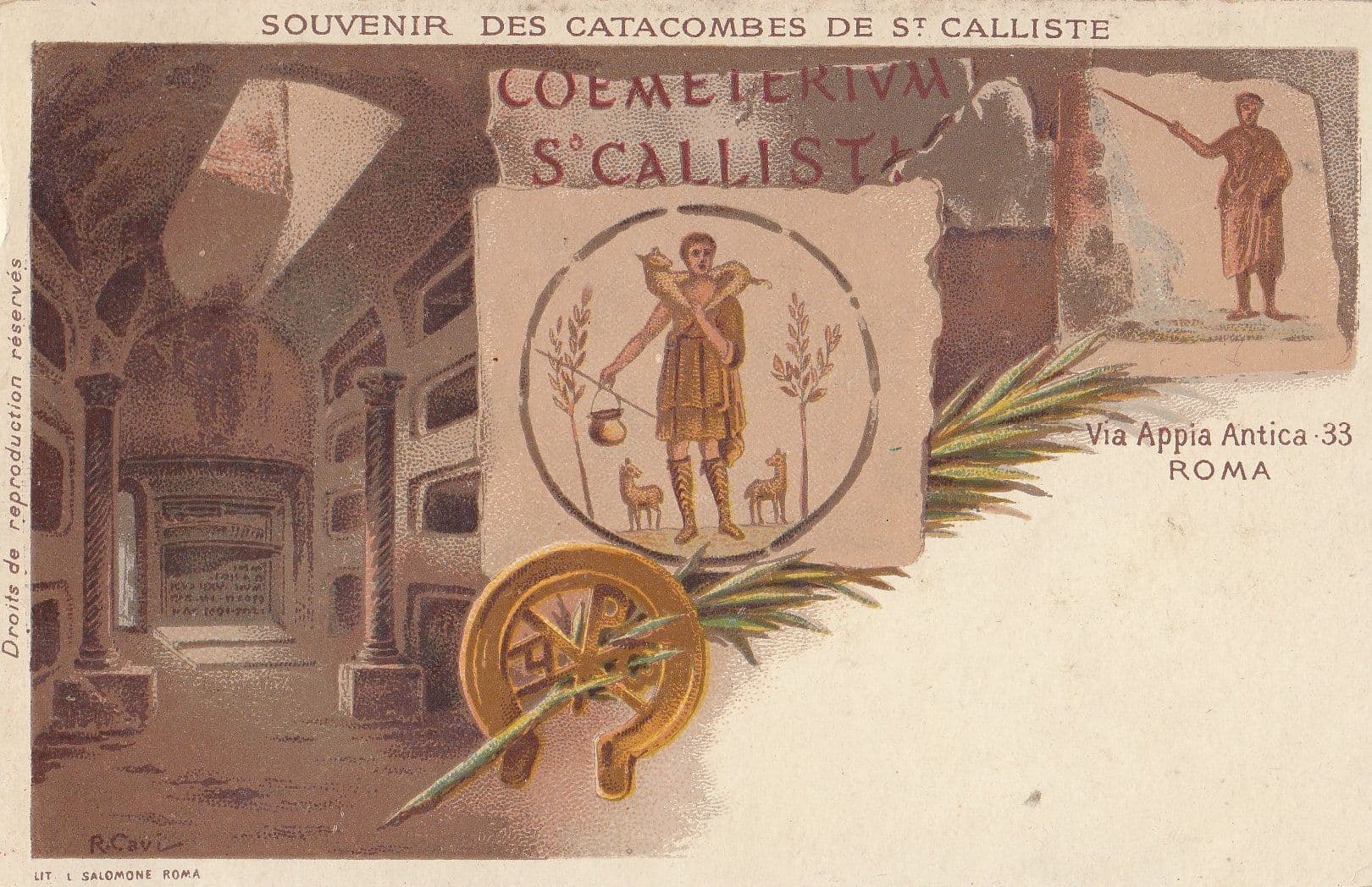 Rome Souvenir Des Catacombes De St Calliste Old Postcard
