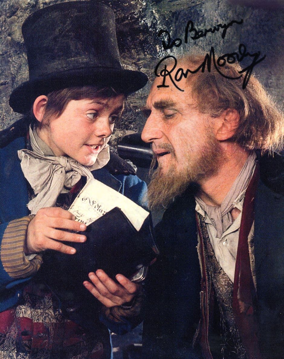 Ron Moody with Jack Wilde as Fagin in Oliver 10x8 Hand Signed Photo