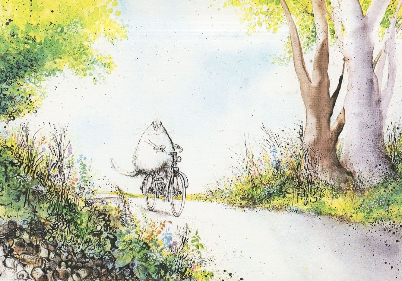 Ronald Searle Old Bicycle The Good Old Days Comic Humour Postcard