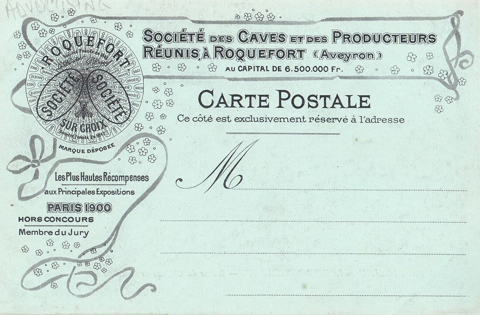 Roquefort Societe Goat Cheese Makers French Advertising Postcard