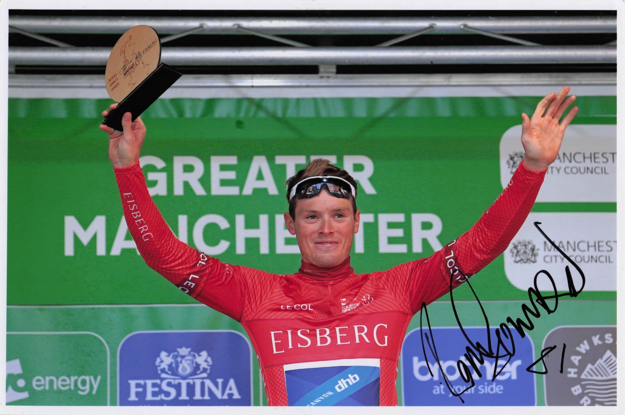 Rory Thompson GB Cycling Wins 2019 Tour Of Britain 12x8 Hand Signed Photo