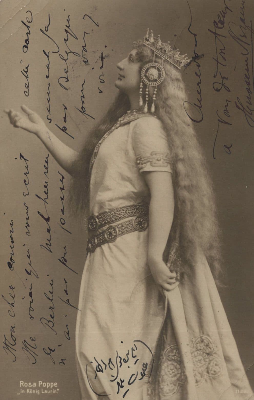 Rosa Poppe Swedish Opera Soprano in King Konig Lauren Antique Postcard