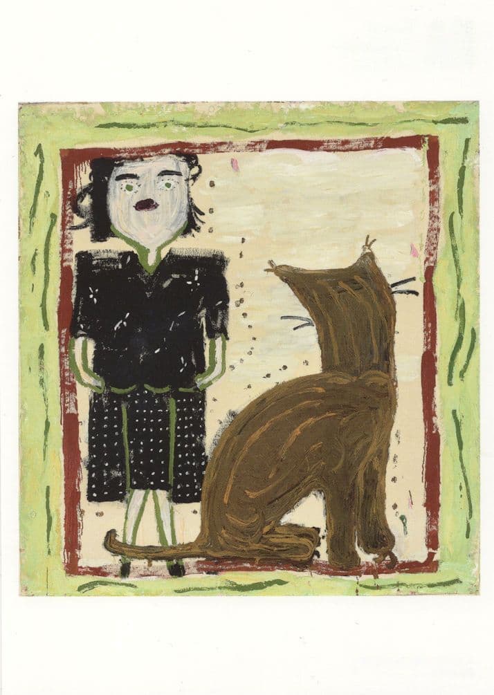 Rose Wylie Party Clothes Cat London Animal Abstract Pop Art Painting Postcard