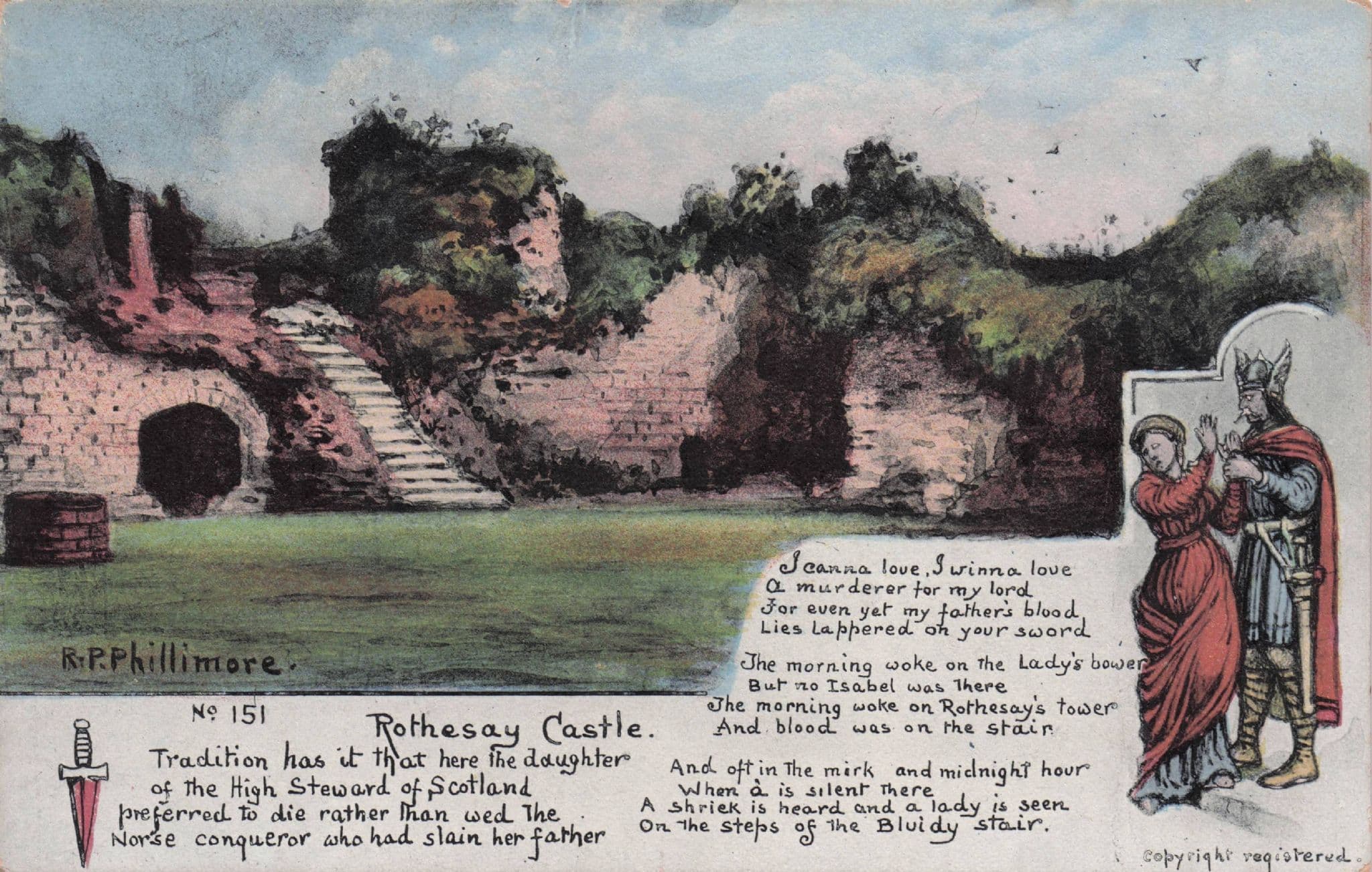 Rothesay Castle Poem Poetry Old Isle Of Bute Scottish Phillimore Postcard