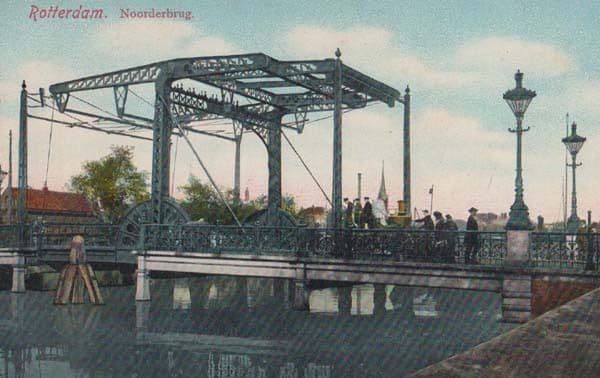 Rotterdam Bridge Bike Bicycle Noorderbrug Vintage Holland Postcard