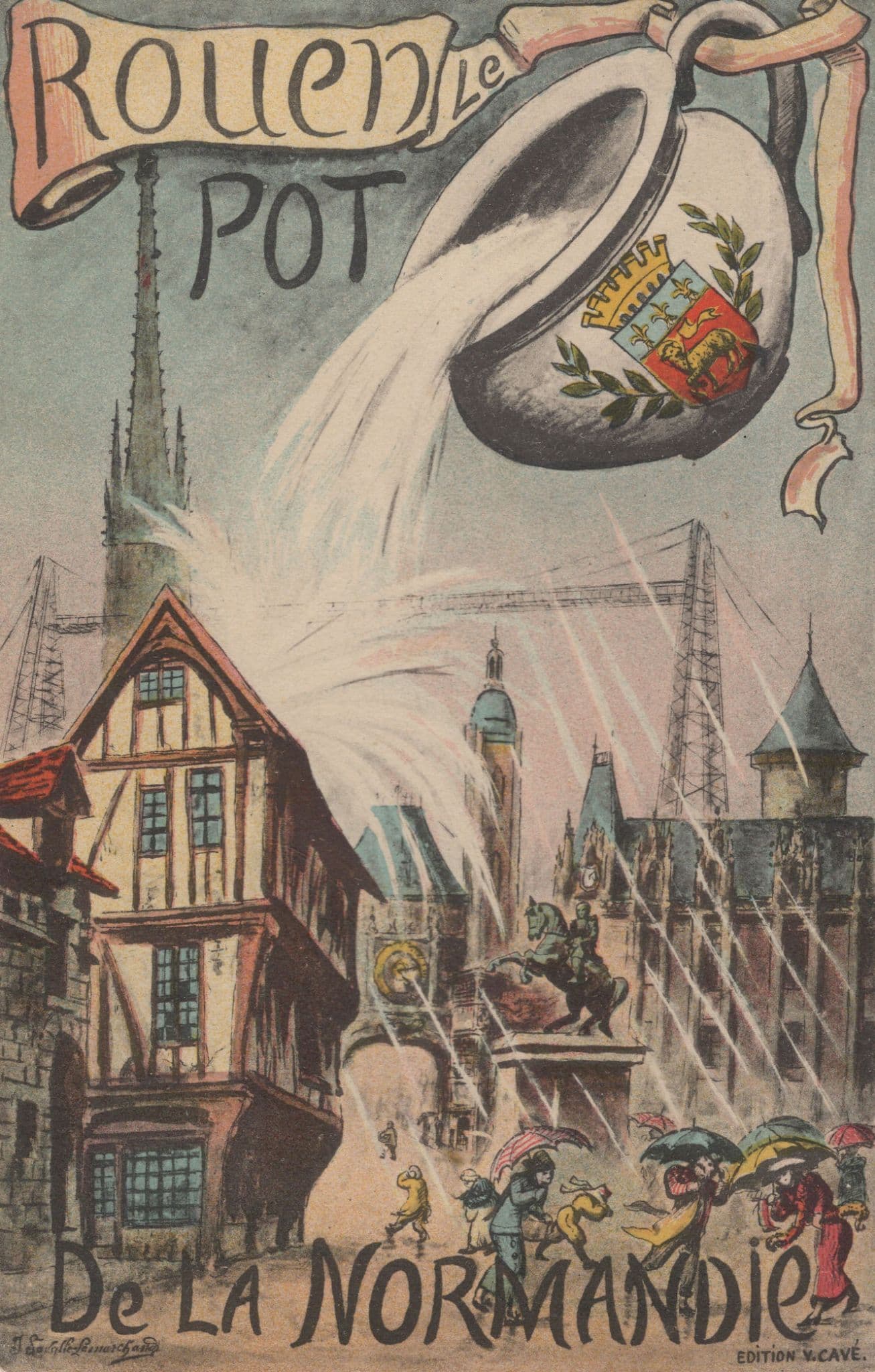 Rouen Le Pot De La Normandie French Old Teapot Postcard