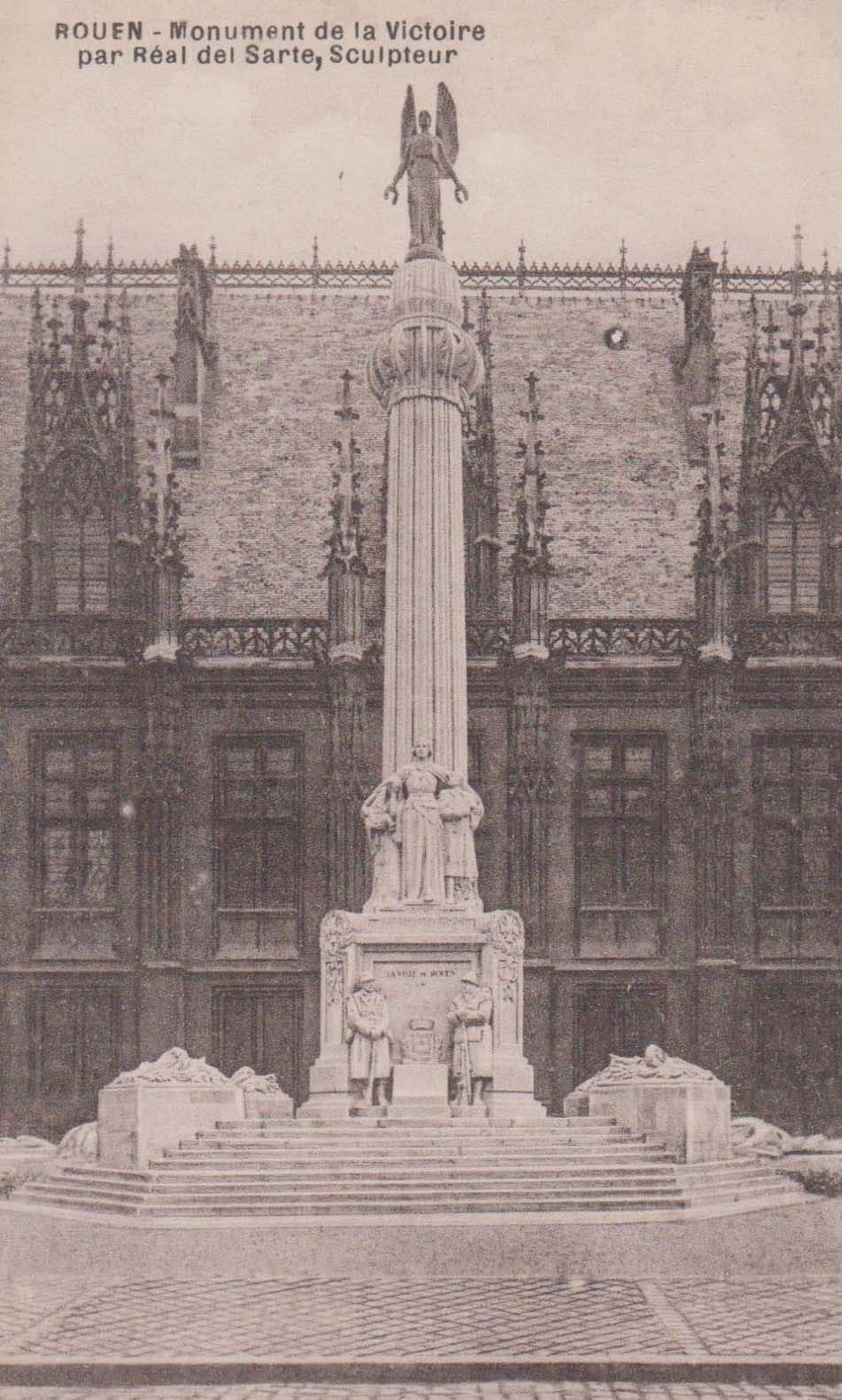 Rouen Old Monument De La Victoire Par Real Del Sarte Sculpture Antique Postcard