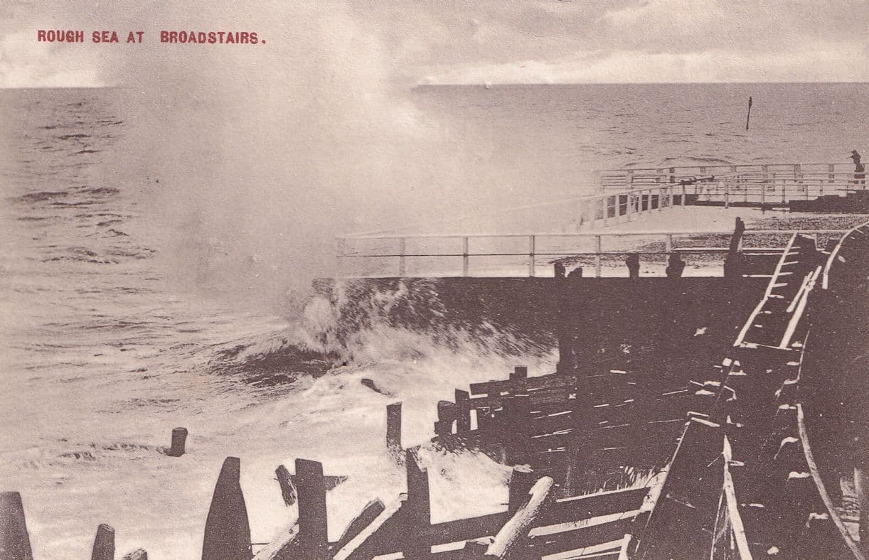 Rough Sea at Broadstairs Kent Antique Postcard
