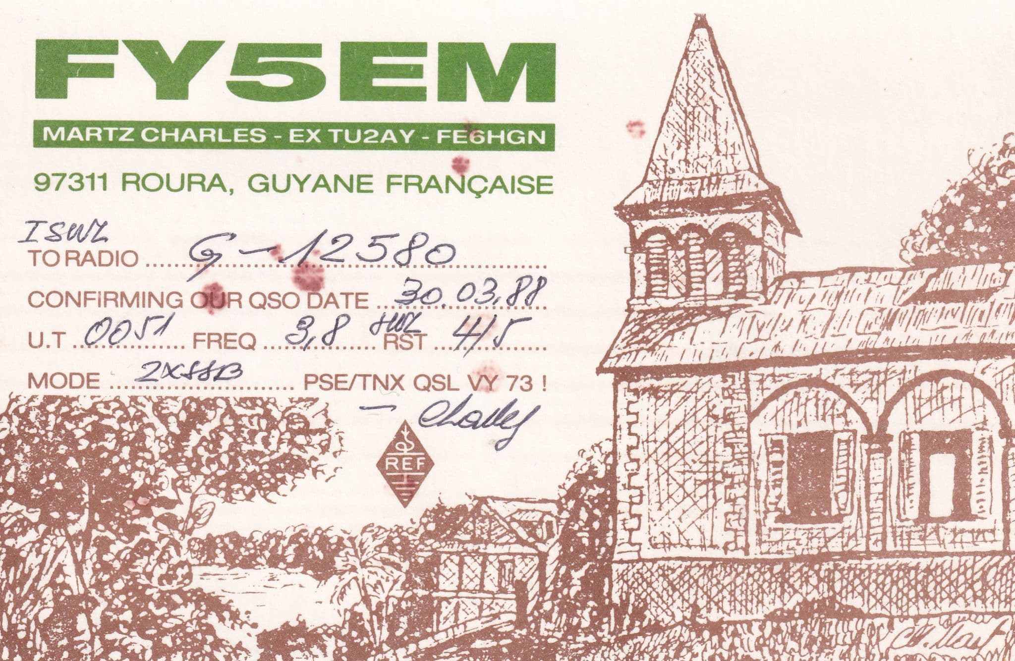 Roura Guyane France QSL Radio Card