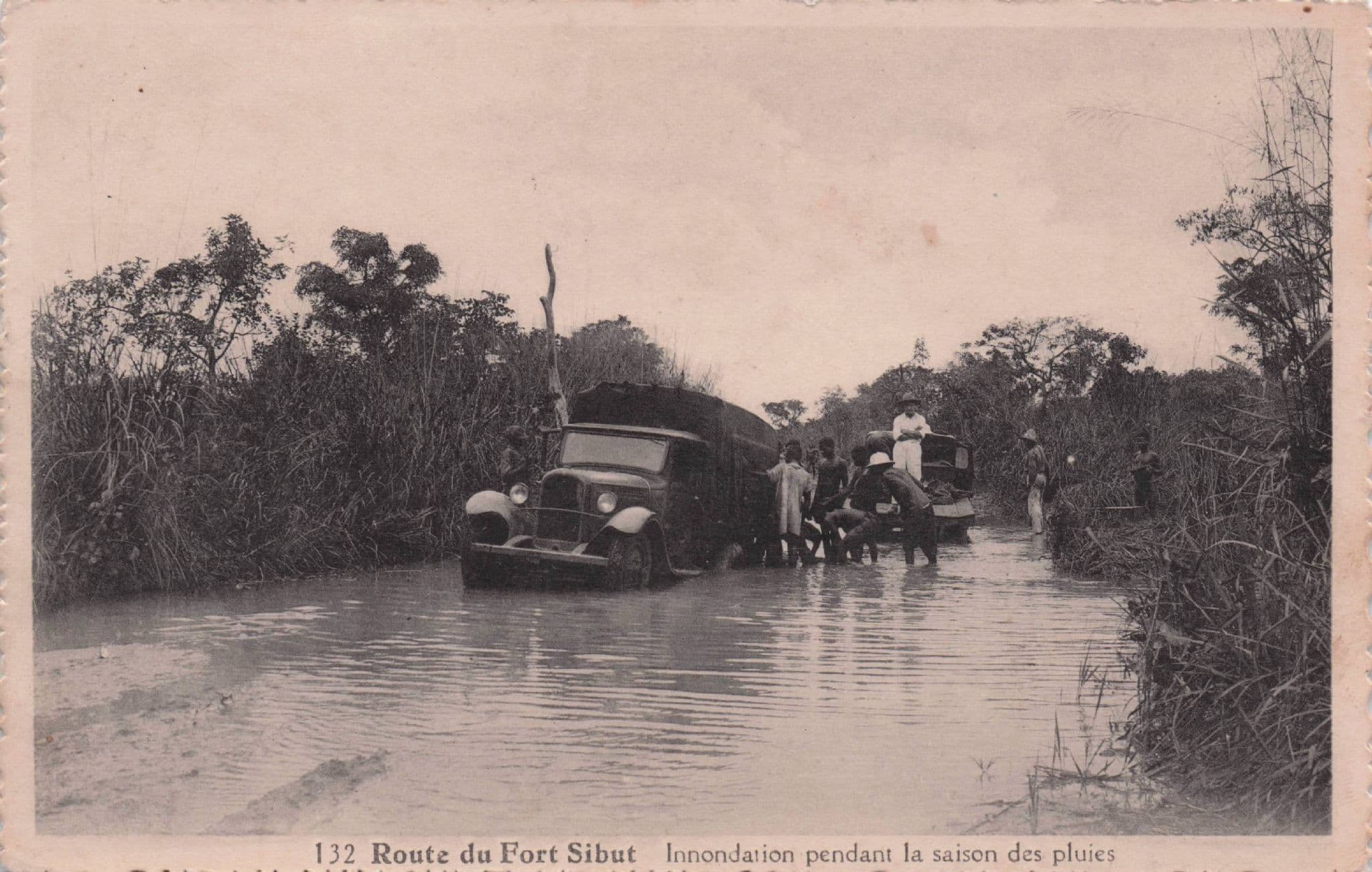 Route Du Fort Sibut West Africa Transport Track Flood Old Postcard