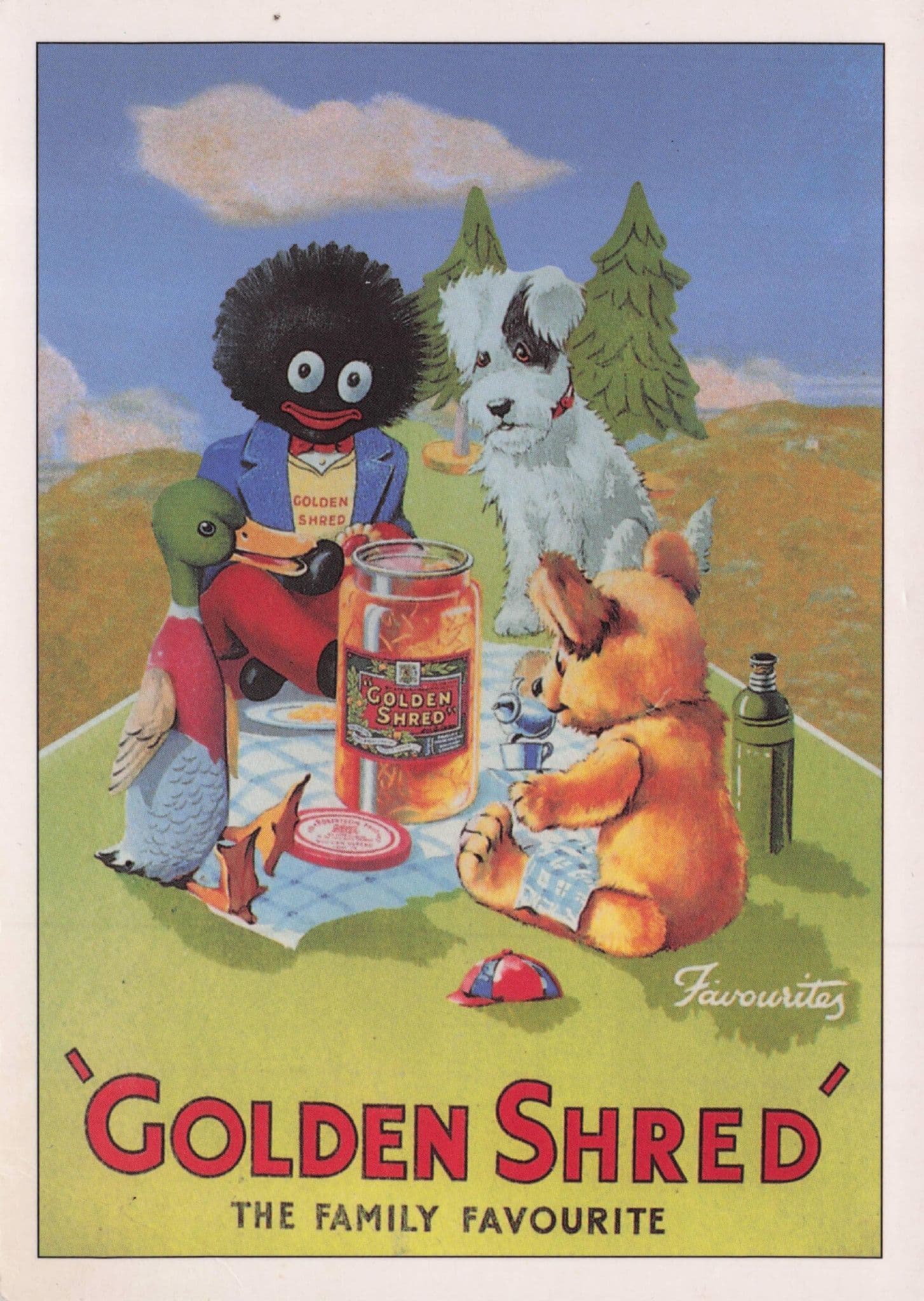 Rowntree's Golden Shred Syrup Dog Teddy Toy Picnic Advertising Postcard