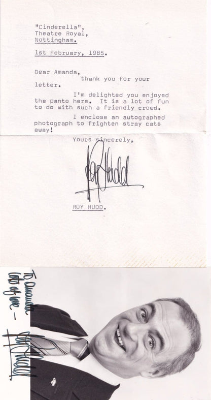 Roy Hudd in Cinderella at Nottingham 1985 TWO Hand Signed Photo Ephemera
