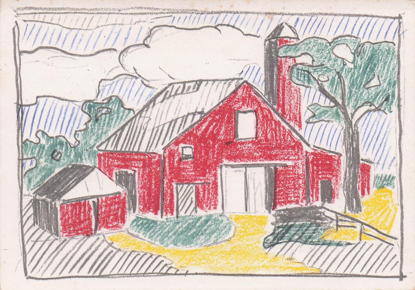 Roy Lichtenstein Red Barn American 1969 Painting Postcard