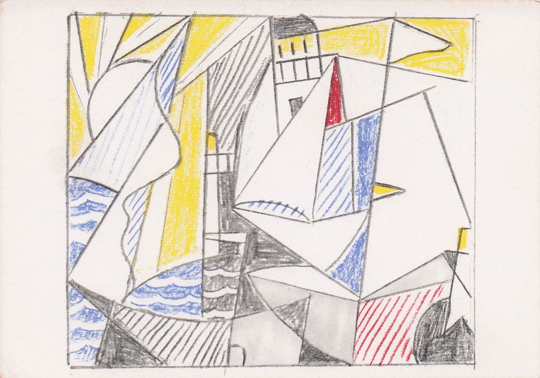Roy Lichtenstein Sailboats American 1974 Painting Postcard