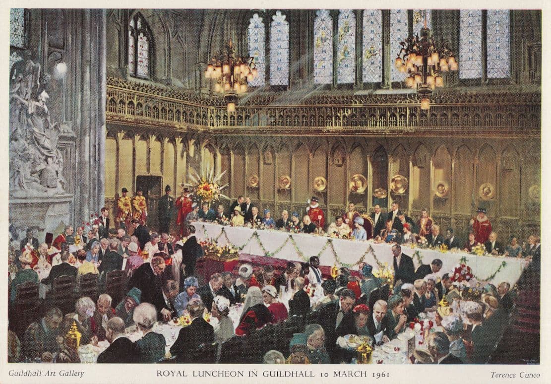 Royal Luncheon In Guildhall in 1961 London Painting Postcard