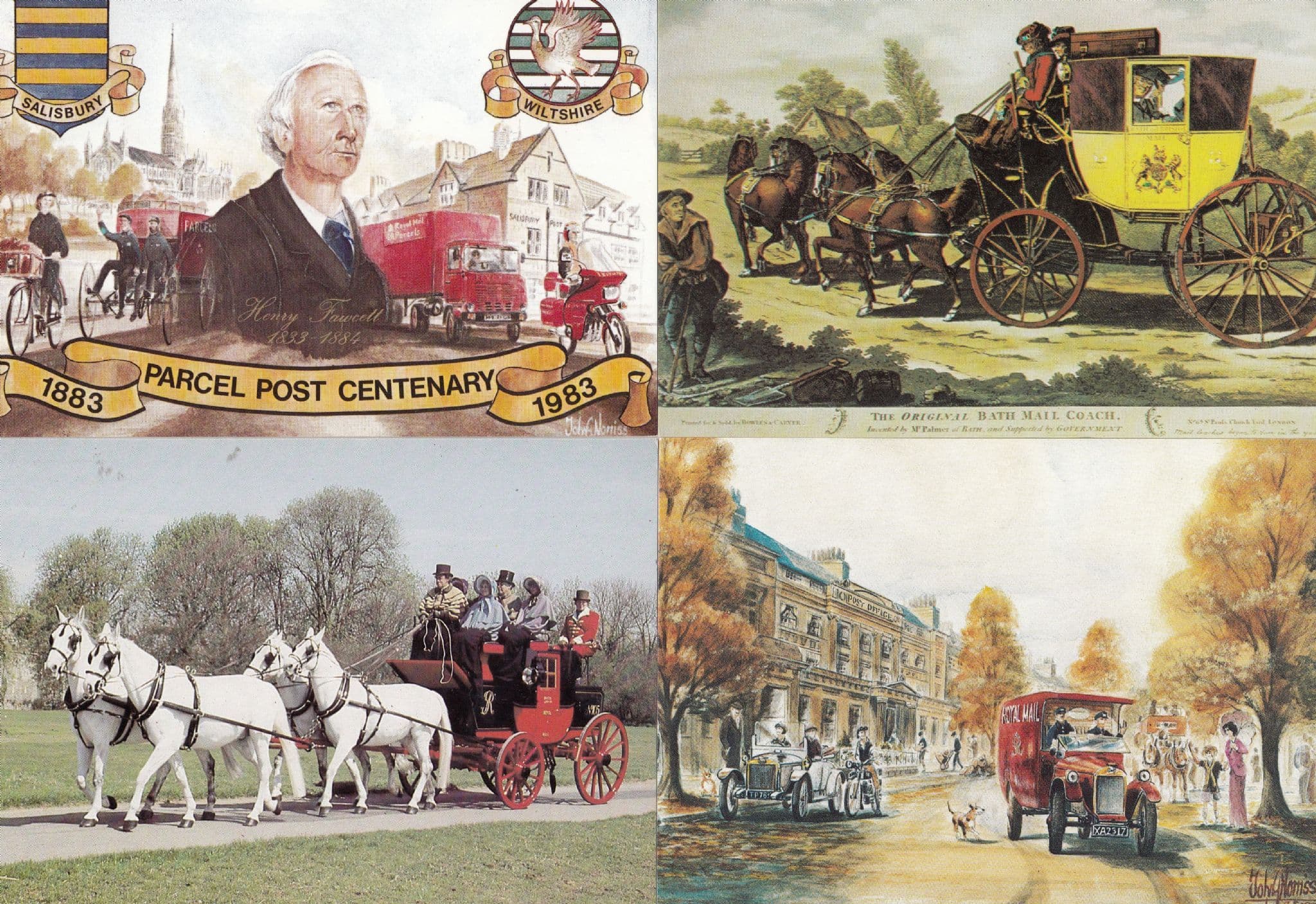 Royal Mail Horse Norwich Union Greys 4x Transport Postcard s