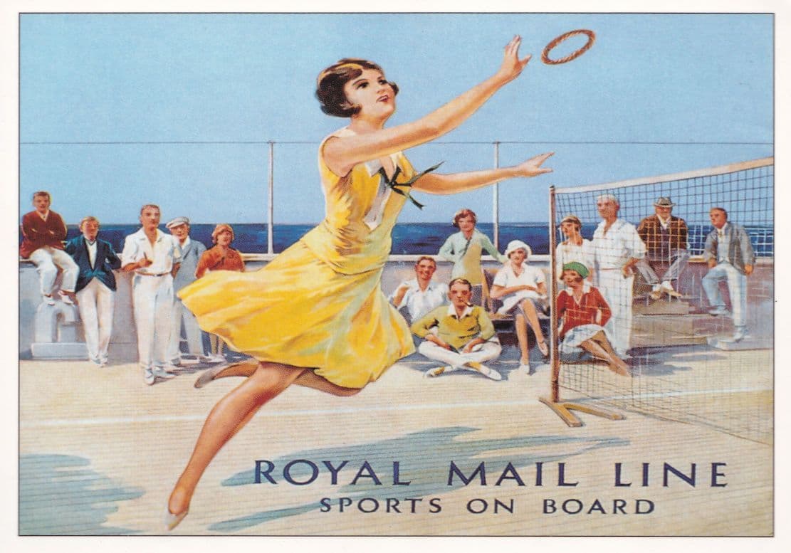 Royal Mail Line Ship Sports Tennis On Board Advertising Postcard