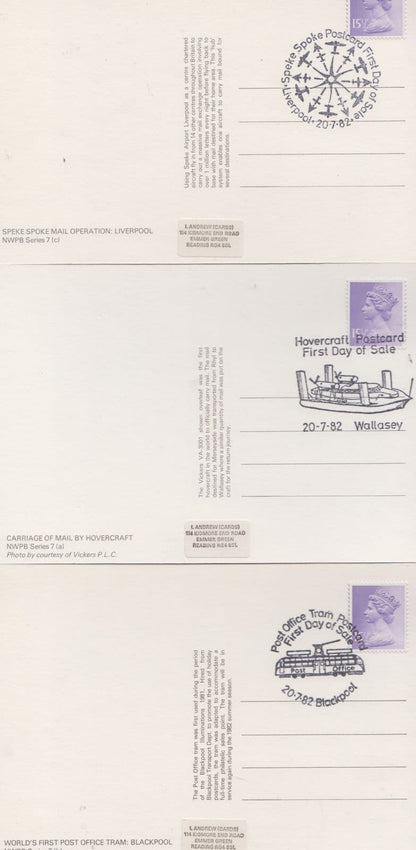 Royal Mail Transportation 4x First Day Cover Postcard