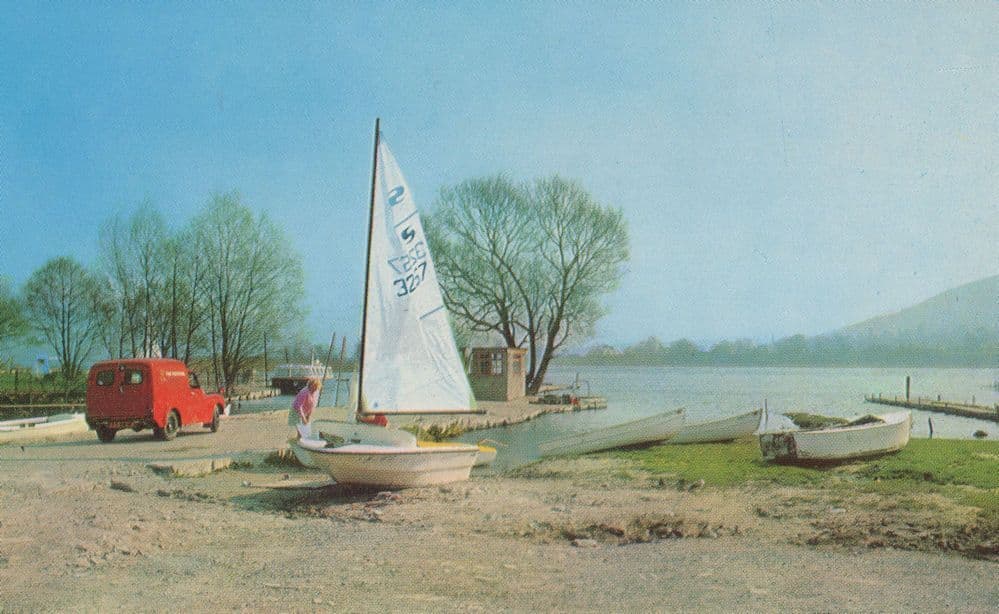 Royal Mail Van at Llangorse Lake Wales Welsh 1970s Postman Postcard