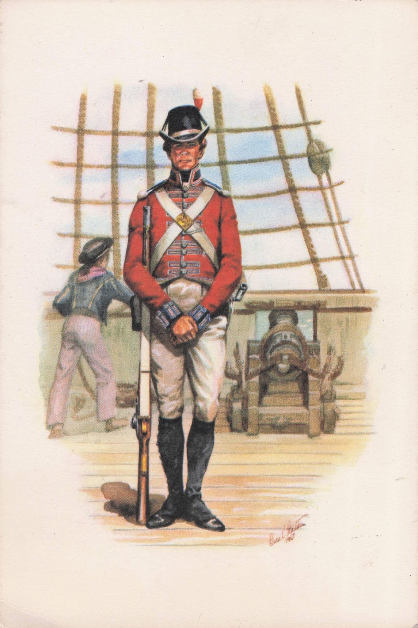Royal Marines Private Lord Nelson 1805 Uniform Military Postcard
