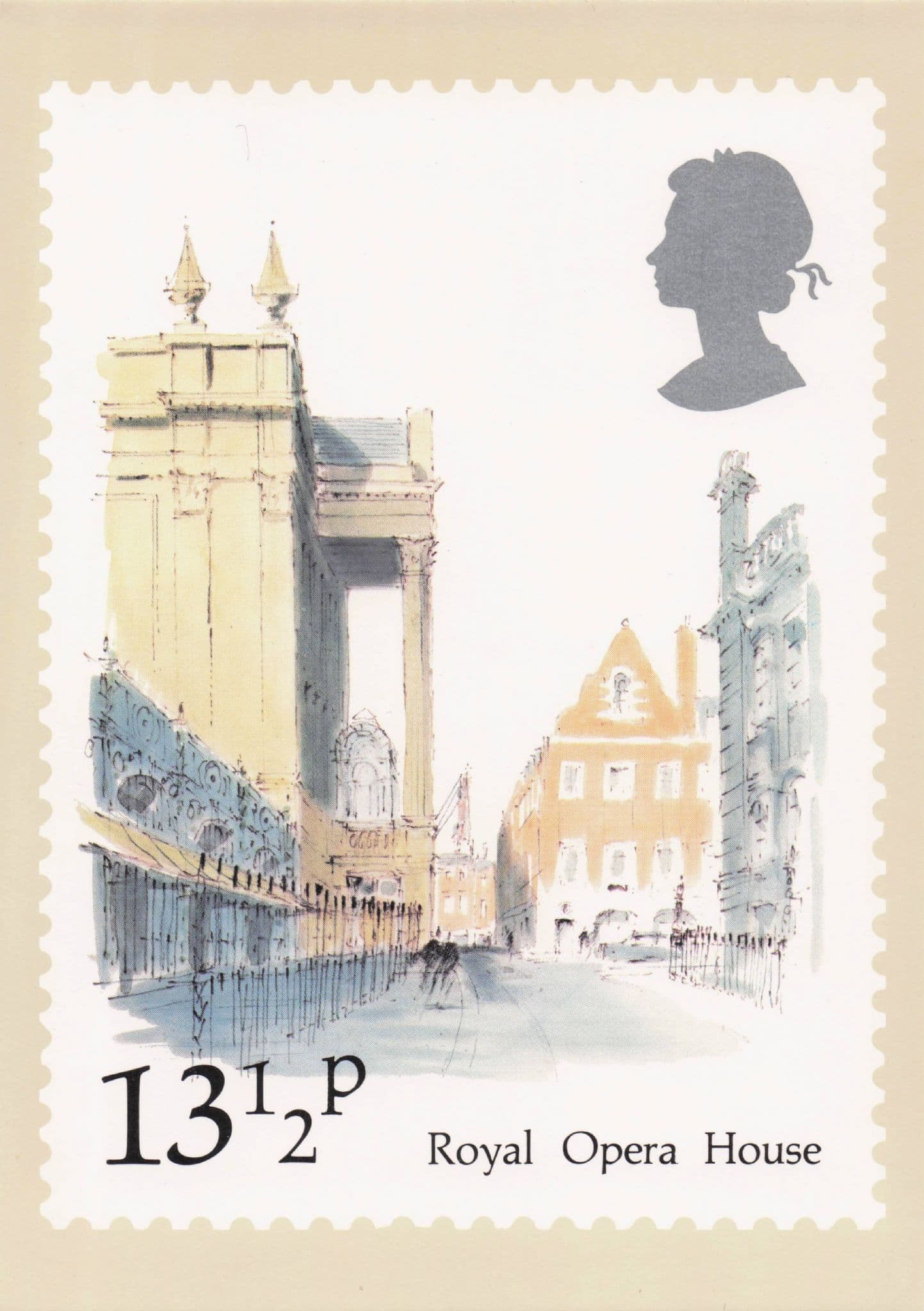 Royal Opera House 1980 Painting London Royal Mail Stamp Postcard